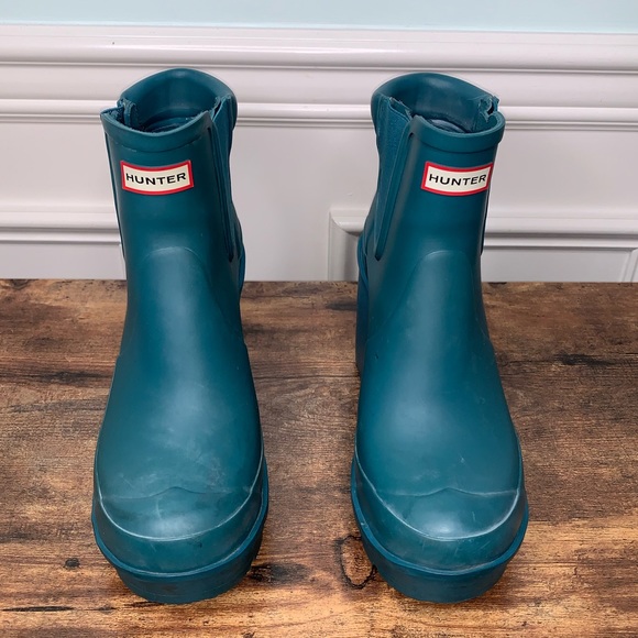 Hunter Original Block Heel Chelsea Rain Boots rare - Picture 5 of 7